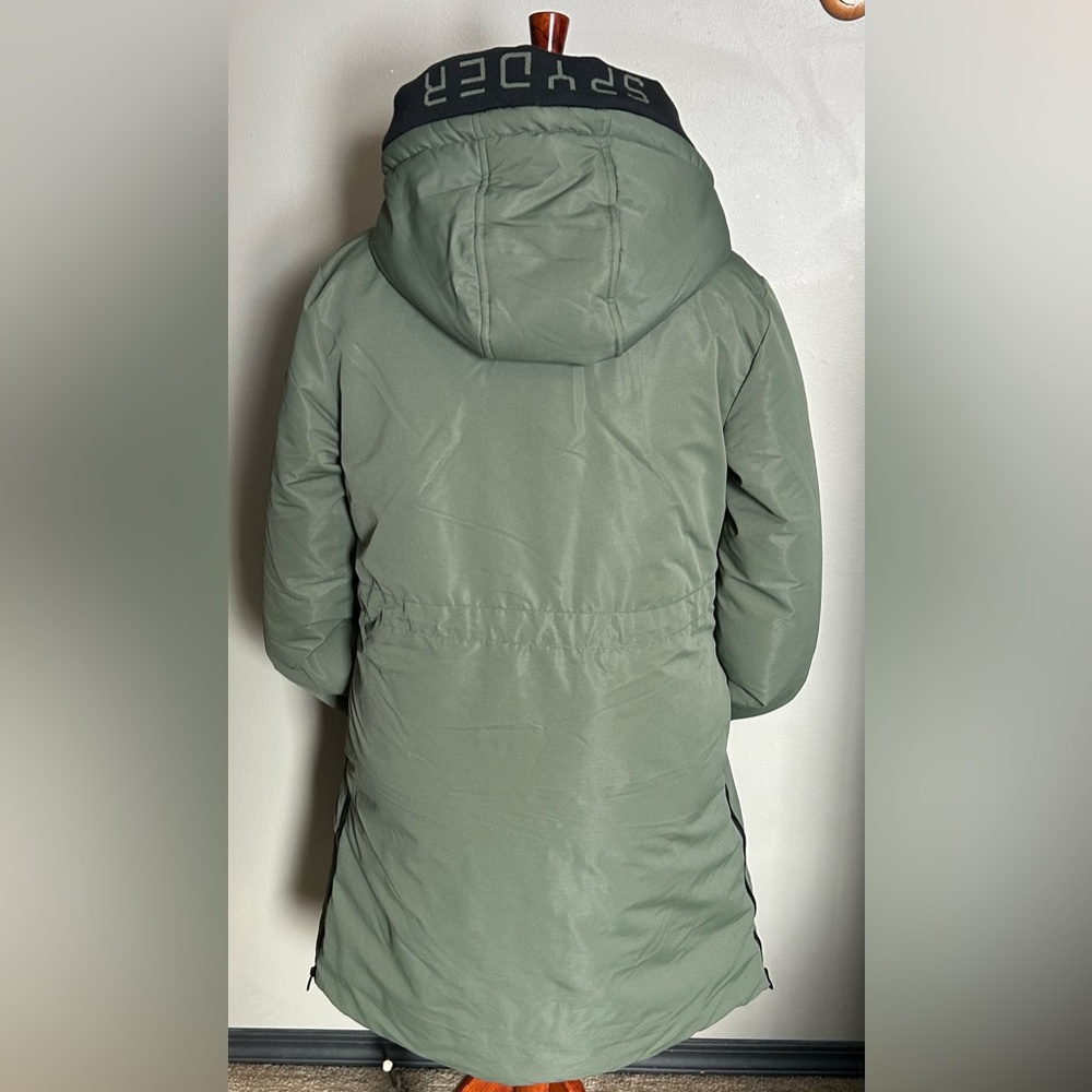 Spyder Women's Olive Hooded Puffer Coat - Picture 7 of 16
